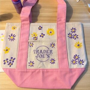 Trader Joe's Pink and Cream Floral Mini Bag